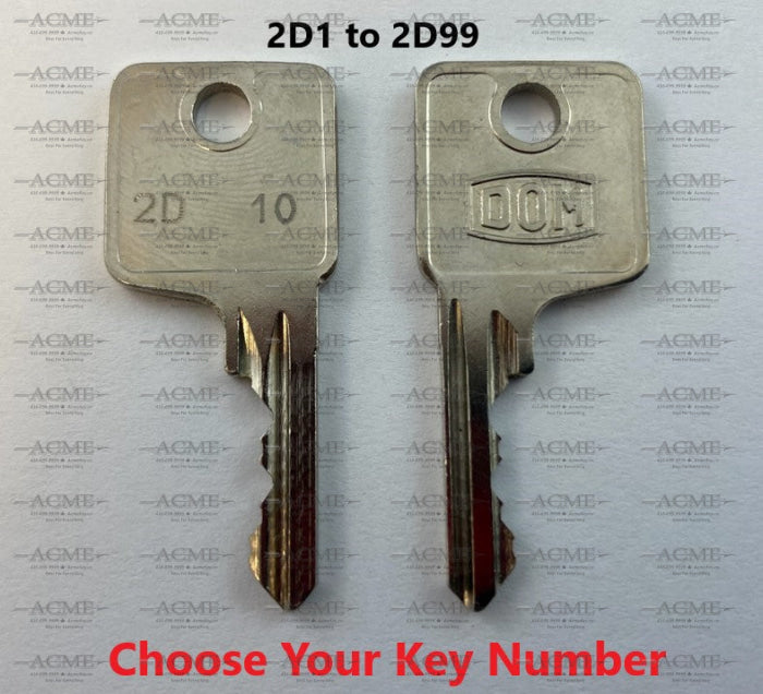 DOM Hafele 2D1 to 2D99 Replacement Key AcmeKey.ca USA & Canada Acme
