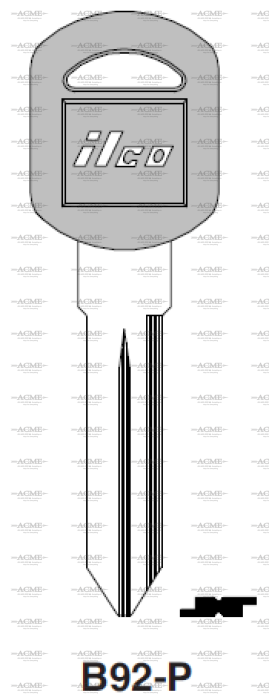 B92 P Key Blank for General Motors Vehicles AcmeKey.ca USA