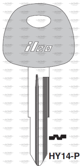 HY14 P Key Blank for Hyundai Kia Vehicles AcmeKey.ca USA