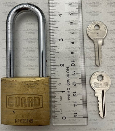 Guard Brass Padlock 835L | Acmekey.ca Usa & Canada Keyed Alike To Key 2 Special Order Locks Keys