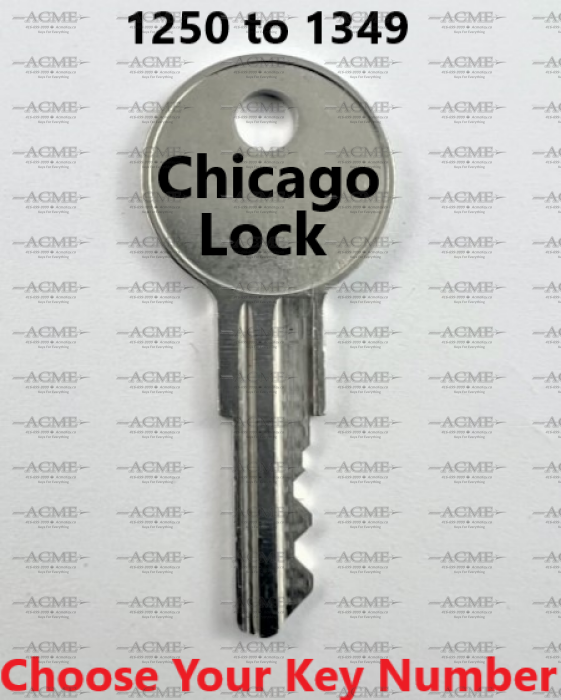 1250 to 1349 Chicago Lock Replacement Key