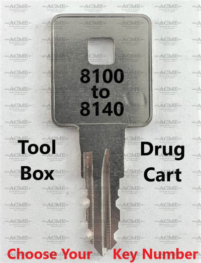 8100 to 8140 Waterloo Tool Box Drug Cart Replacement Key