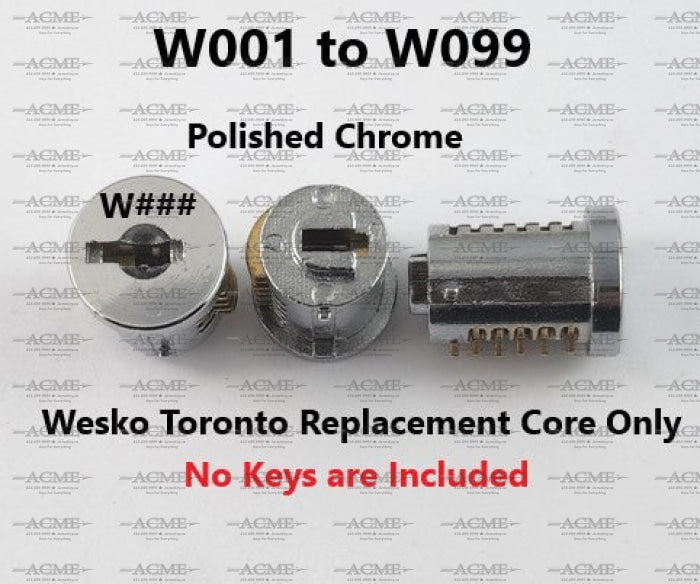 W001 to W099 Wesko Toronto Replacement Chrome Lock Core Only