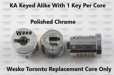 W001 to W994 Wesko Toronto Chrome Replacement Lock Core Keyed Alike