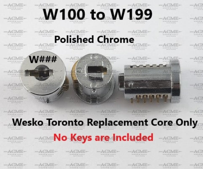W100 to W199 Wesko Toronto Chrome Replacement Lock Core