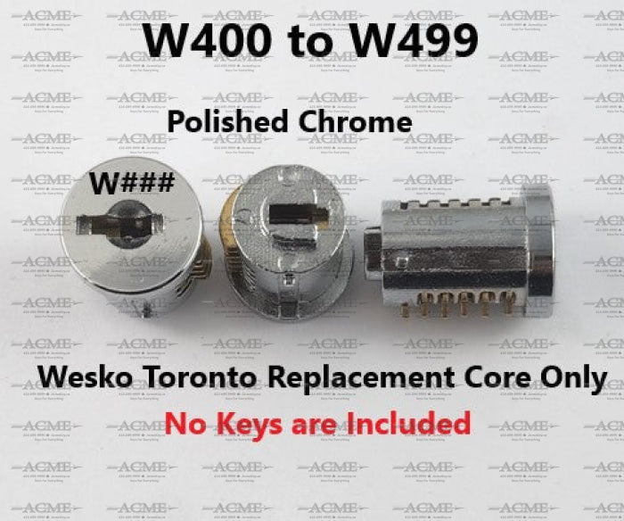 W400 to W499 Wesko Toronto Chrome Replacement Lock Core