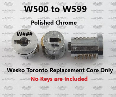 W500 to W599 Wesko Toronto Chrome Replacement Lock Core