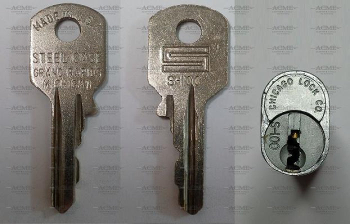 S100 S-100 Steelcase Chicago Lock Replacement Key
