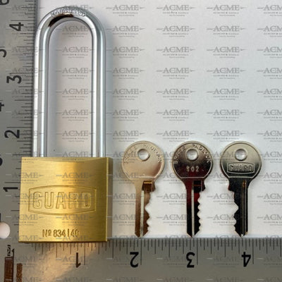 guard brass long shackle padlock 834L 40mm1-1/2" wide