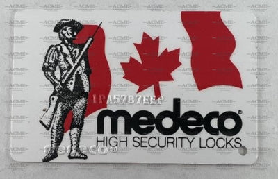 Medeco Canada PA Patriot High Security Lock Key Control Card