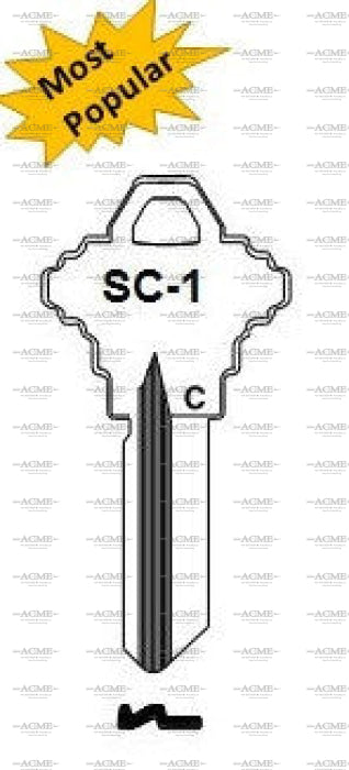 Ilco E-Z key blank SC1 for Schlage locks